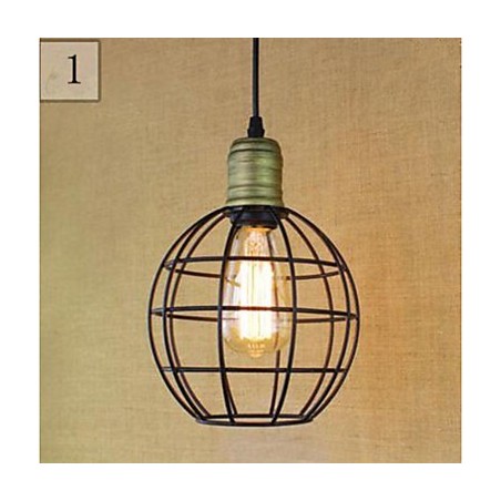 Lampada a sospensione rustica vintage in metallo nero E26/E27