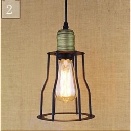 Lampada a sospensione rustica vintage in metallo nero E26/E27