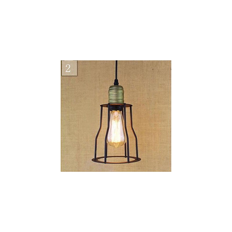 Lampada a sospensione rustica vintage in metallo nero E26/E27