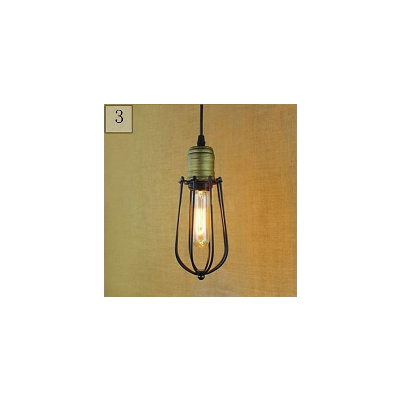 Lampada a sospensione rustica vintage in metallo nero E26/E27