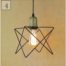 Lampada a sospensione rustica vintage in metallo nero E26/E27