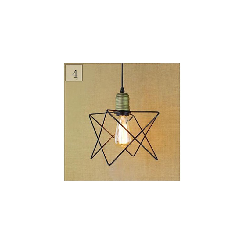 Lampada a sospensione rustica vintage in metallo nero E26/E27