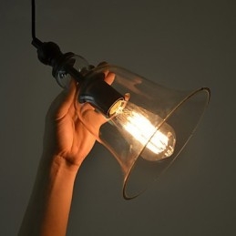 Lampadario a sospensione in vetro trasparente retrò industriale vintage minimalista