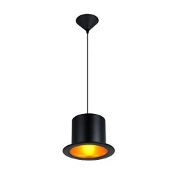 Lampada a sospensione in metallo retrò nera con dettagli verdi