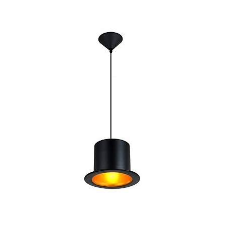 Lampada a sospensione in metallo retrò nera con dettagli verdi