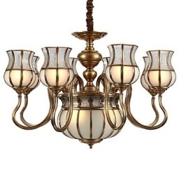 Lampadario classico rustico in metallo finitura ottone 9 luci E26/E27