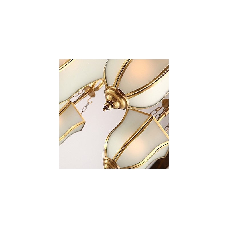 Lampadario rustico classico in metallo finitura ottone, 9 luci E26/E27, 78 cm
