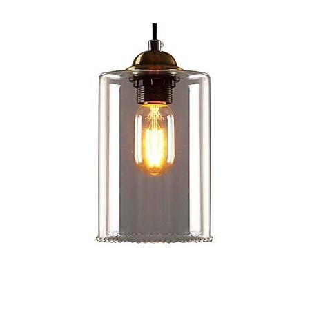 Lampadario a sospensione retrò in metallo e vetro