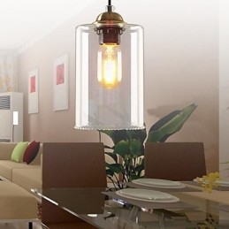 Lampadario a sospensione retrò in metallo e vetro