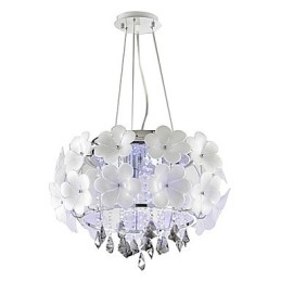 Lampada a sospensione moderna in cristallo e vetro bianco 45 cm E12/E14