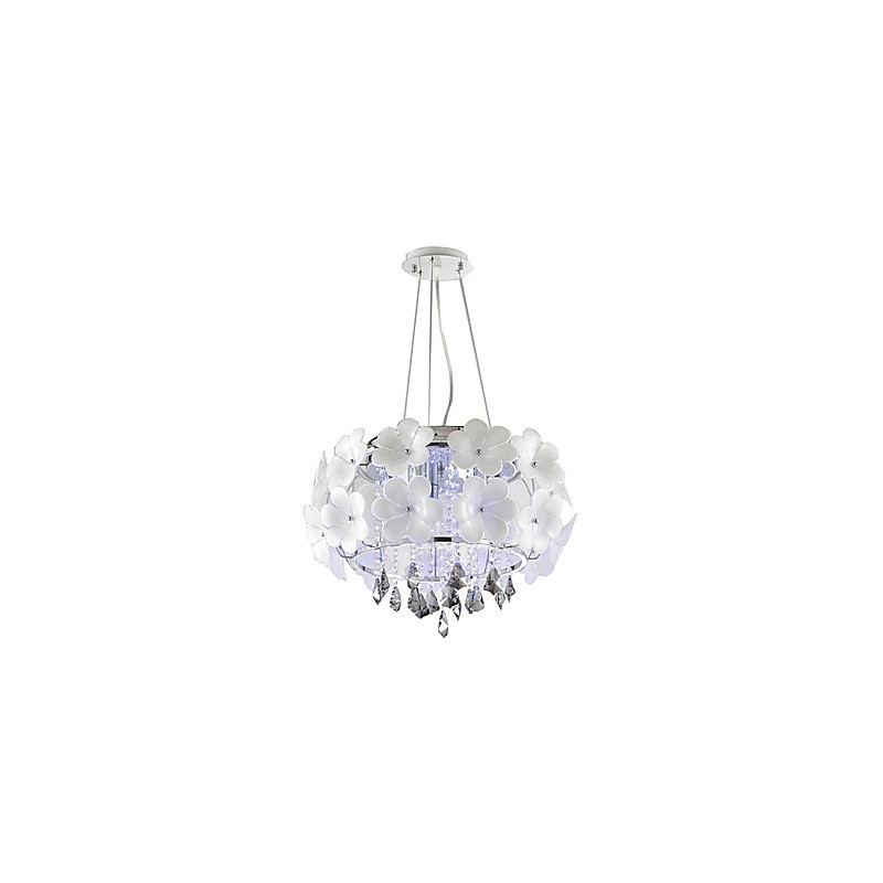 Lampada a sospensione moderna in cristallo e vetro bianco 45 cm E12/E14