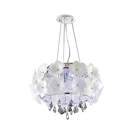 Lampada a sospensione moderna in cristallo e vetro bianco 45 cm E12/E14