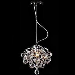 Lampadario a sospensione in cristallo cromato con lampadina inclusa