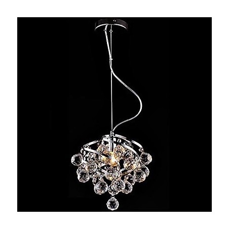 Lampadario a sospensione in cristallo cromato con lampadina inclusa