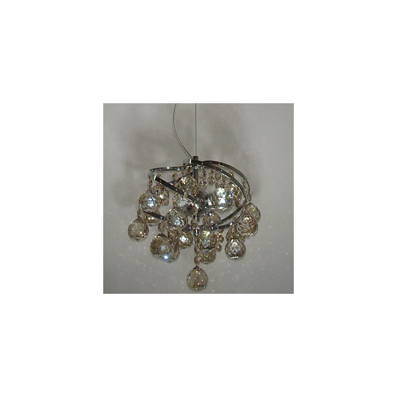 Lampadario a sospensione in cristallo cromato con lampadina inclusa