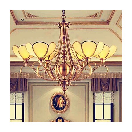 Lampadario in ottone rustico classico a 6 luci
