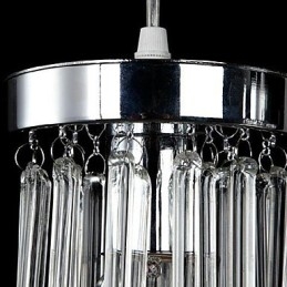 Lampada a sospensione moderna in metallo cromato e cristallo