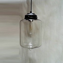 Lampada a sospensione design bottiglia 1 luce in ferro verniciato e vetro