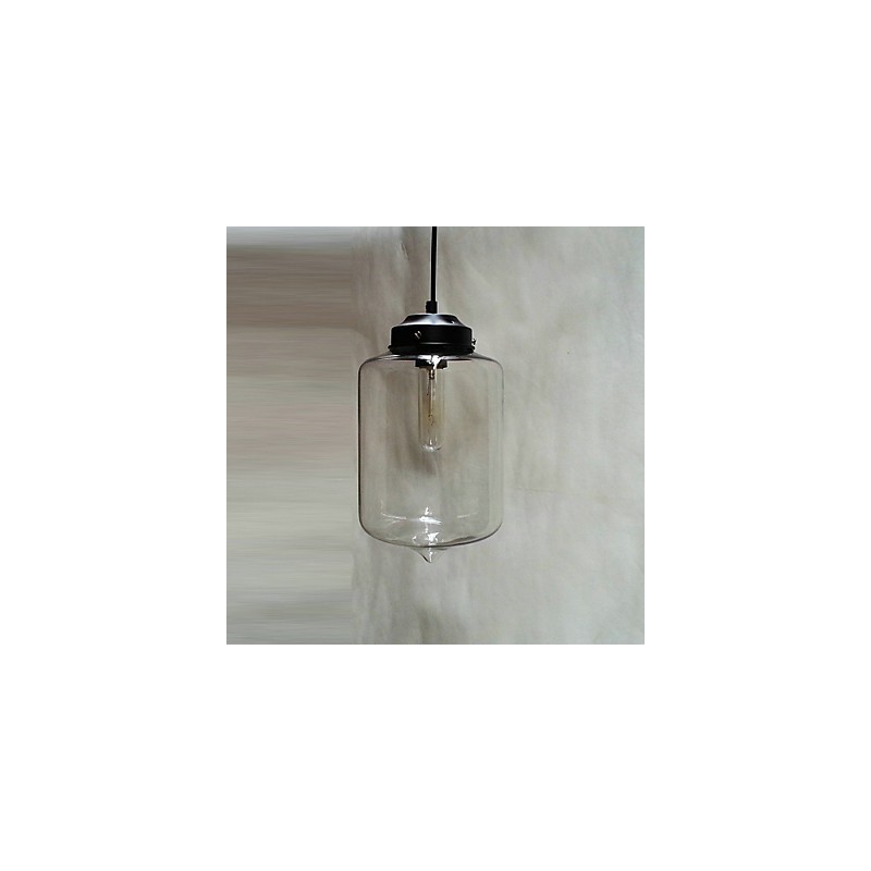 Lampada a sospensione design bottiglia 1 luce in ferro verniciato e vetro