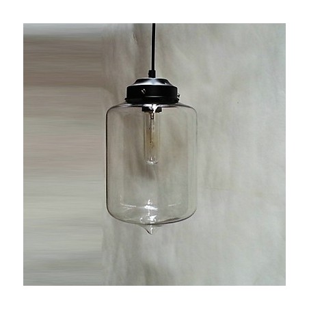 Lampada a sospensione design bottiglia 1 luce in ferro verniciato e vetro