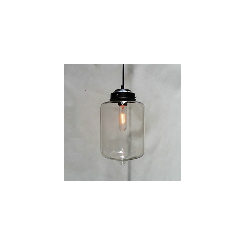 Lampada a sospensione design bottiglia 1 luce in ferro verniciato e vetro