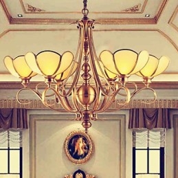 Lampadario in ottone rustico classico a 6 luci