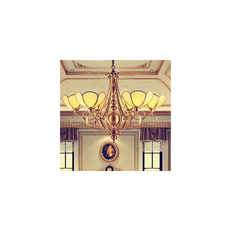 Lampadario in ottone rustico classico a 6 luci