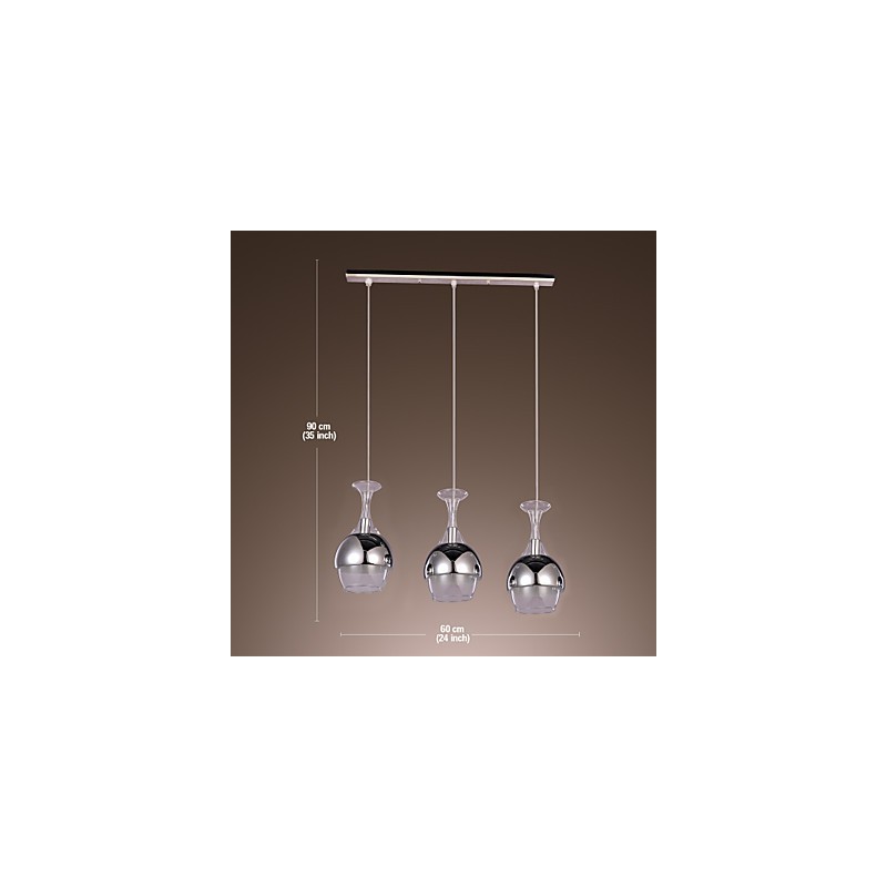 Lampadario a sospensione francese creativo a 3 luci a forma di calice