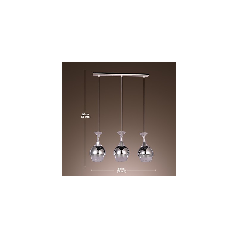 Lampadario a sospensione moderno a 3 luci a forma di calice
