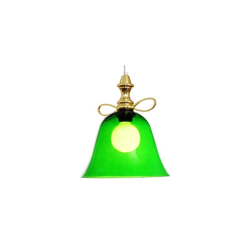 Lampada a sospensione mini ciotola moderna in metallo dorato e vetro verde