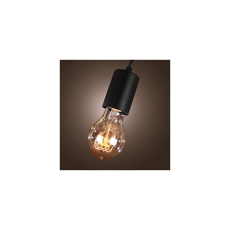 Lampadario vintage nero 10 luci con lampadine incluse, sospensione regolabile