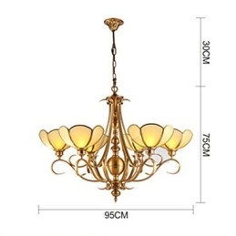 Lampadario in ottone rustico classico a 6 luci