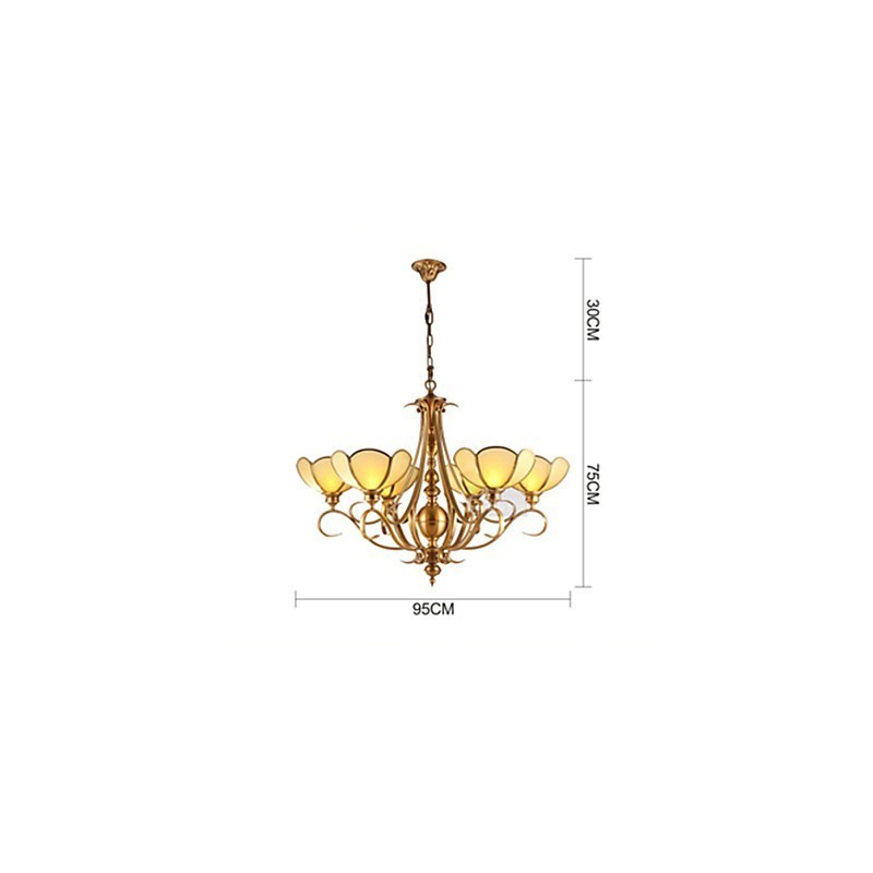 Lampadario in ottone rustico classico a 6 luci