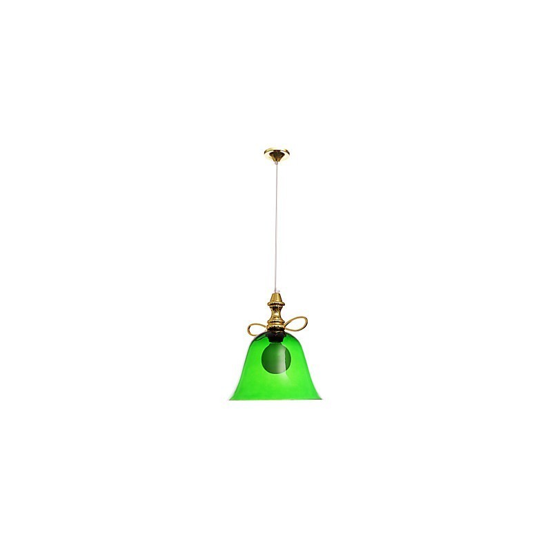Lampada a sospensione mini ciotola moderna in metallo dorato e vetro verde