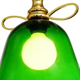 Lampada a sospensione mini ciotola moderna in metallo dorato e vetro verde