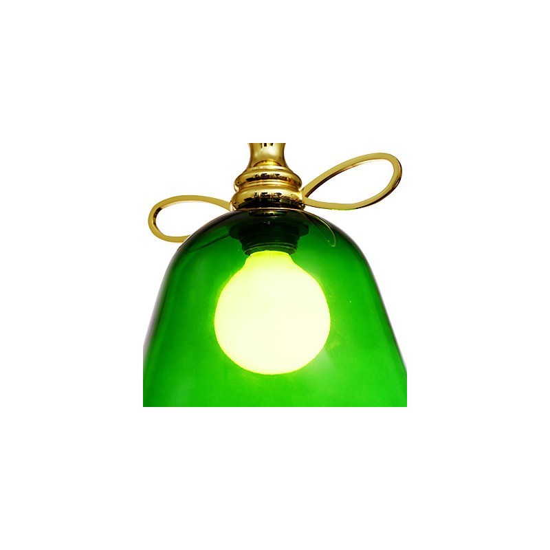 Lampada a sospensione mini ciotola moderna in metallo dorato e vetro verde