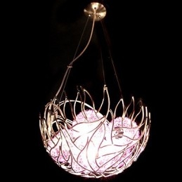 Lampadario a sospensione in cristallo moderno e contemporaneo rosa e oro, 6 lampadine