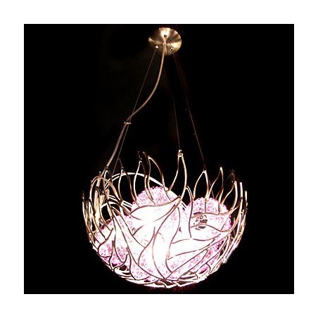 Lampadario a sospensione in cristallo moderno e contemporaneo rosa e oro, 6 lampadine
