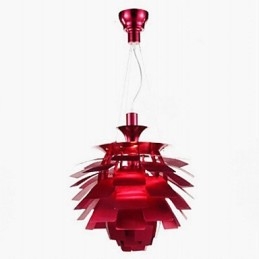 Lampadario a sospensione moderno contemporaneo in metallo rosso cromato
