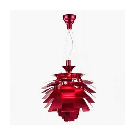 Lampadario a sospensione moderno contemporaneo in metallo rosso cromato