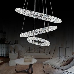 Lampada a sospensione LED moderna in metallo cromato e cristallo 44 W