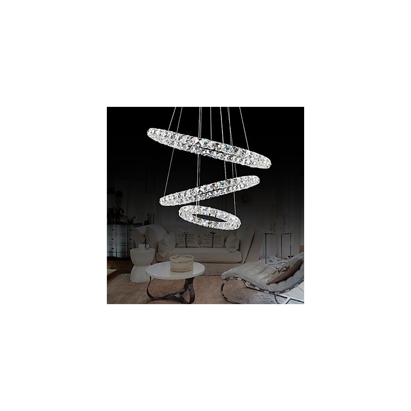 Lampada a sospensione LED moderna in metallo cromato e cristallo 44 W