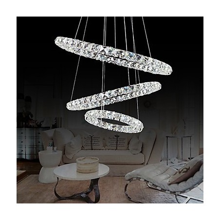 Lampada a sospensione LED moderna in metallo cromato e cristallo 44 W