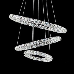 Lampada a sospensione LED moderna in metallo cromato e cristallo 44 W