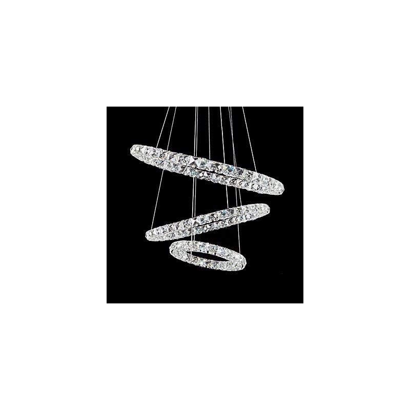 Lampada a sospensione LED moderna in metallo cromato e cristallo 44 W