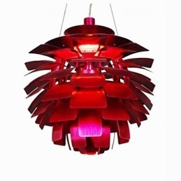 Lampadario a sospensione moderno contemporaneo in metallo rosso cromato