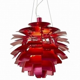 Lampadario a sospensione moderno contemporaneo in metallo rosso cromato