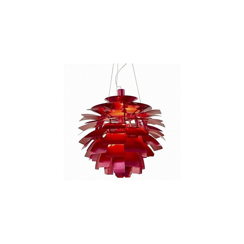 Lampadario a sospensione moderno contemporaneo in metallo rosso cromato