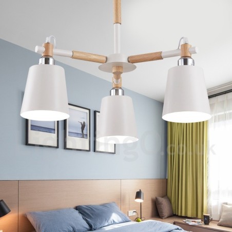 Lampadario moderno contemporaneo in legno a 3 luci 50 x 46 cm