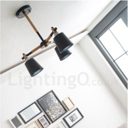 Lampadario moderno contemporaneo in legno a 3 luci 50 x 46 cm